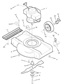 Mower Deck Assembly Diagram and Parts List for 20817A 1996 Briggs and Stratton Lawn Mower